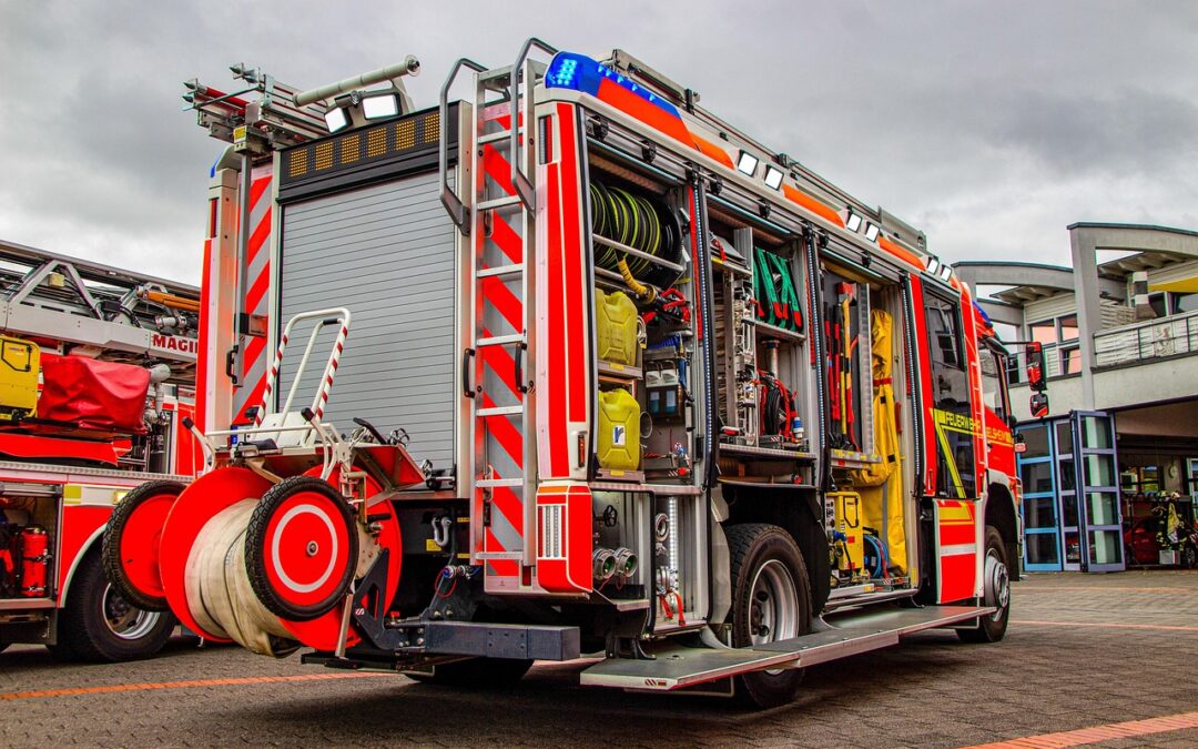 Fire truck full of fir preventive tools and equiments